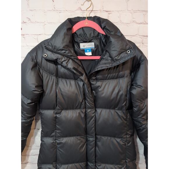 Columbia Omni-Shield Women's M Duck Down Puffer Coat Jacket Black Long - Picture 2 of 13